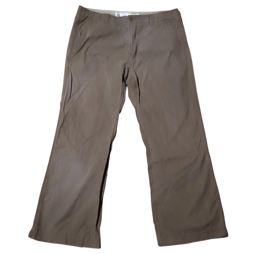 Y2K Gap Brown‎ Boot Fit Micro Stripe Pants 36x30 Cotton Bootcut Trousers 357844